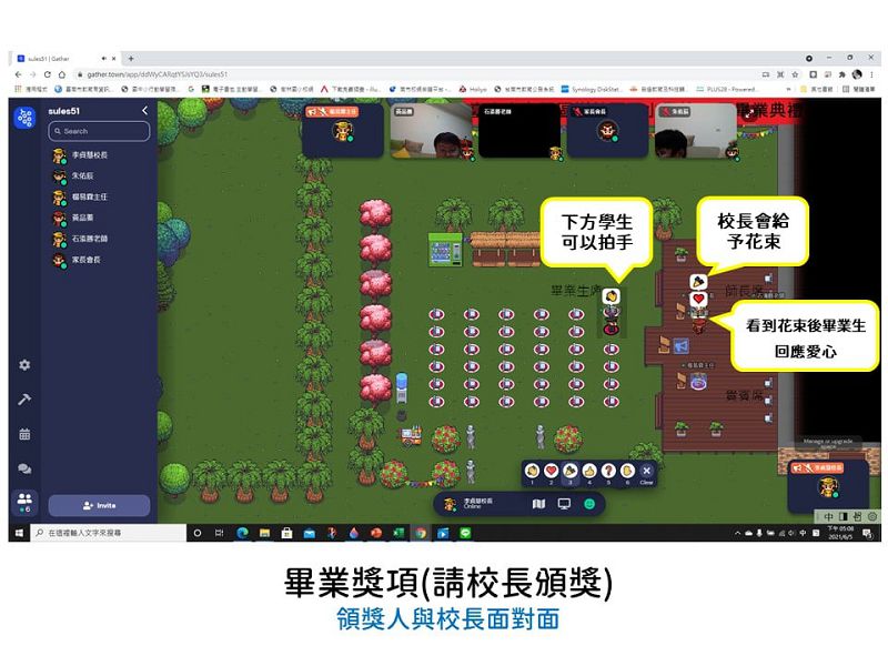台南樹林國小,全體畢業生打電玩參加畢業典禮 gather town